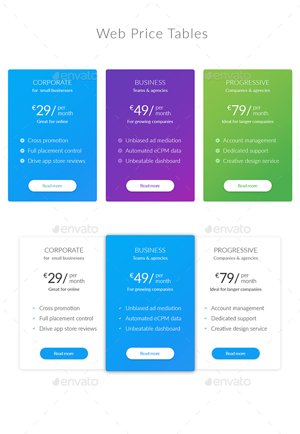 Web Price Tables - Tables Web Elements