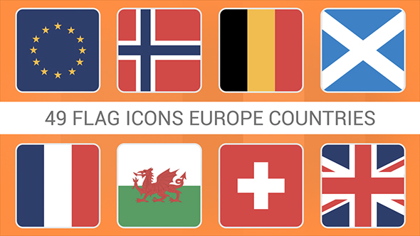 Flag Icons Europe Countries Squares Style