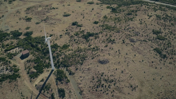 Aerial View of Energy Producing Wind Turbines