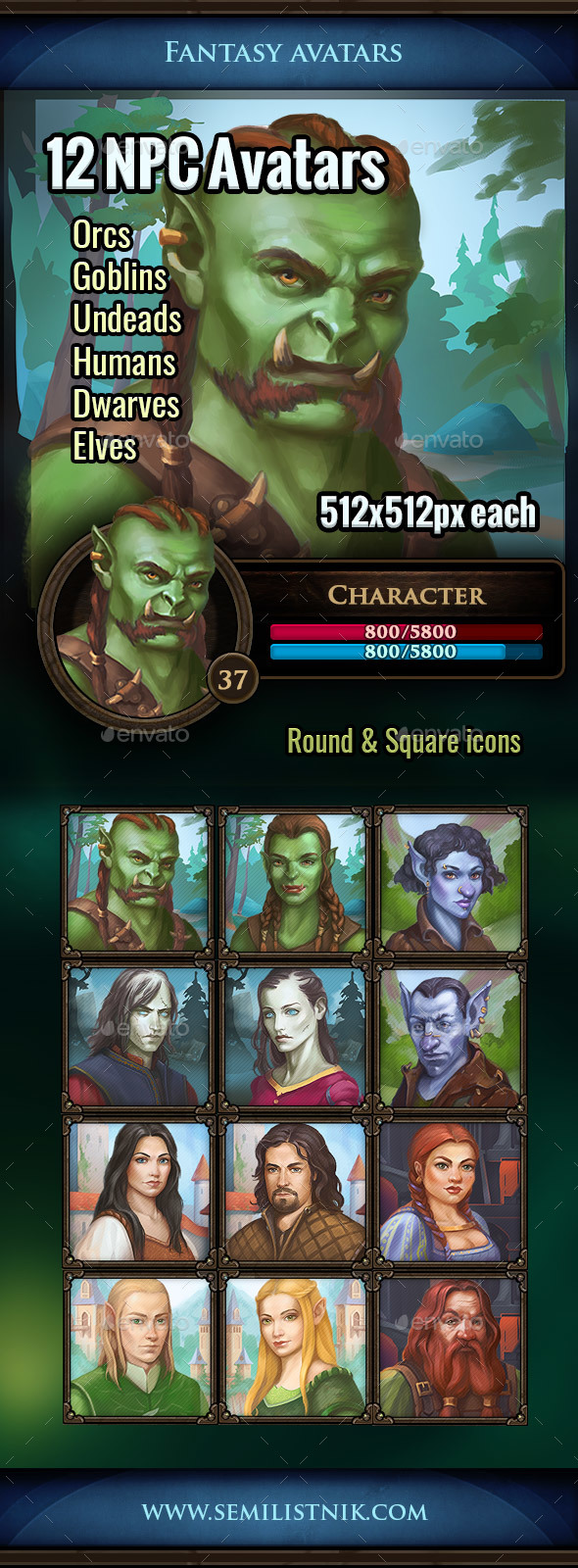 Fantasy Avatars - Miscellaneous Game Assets