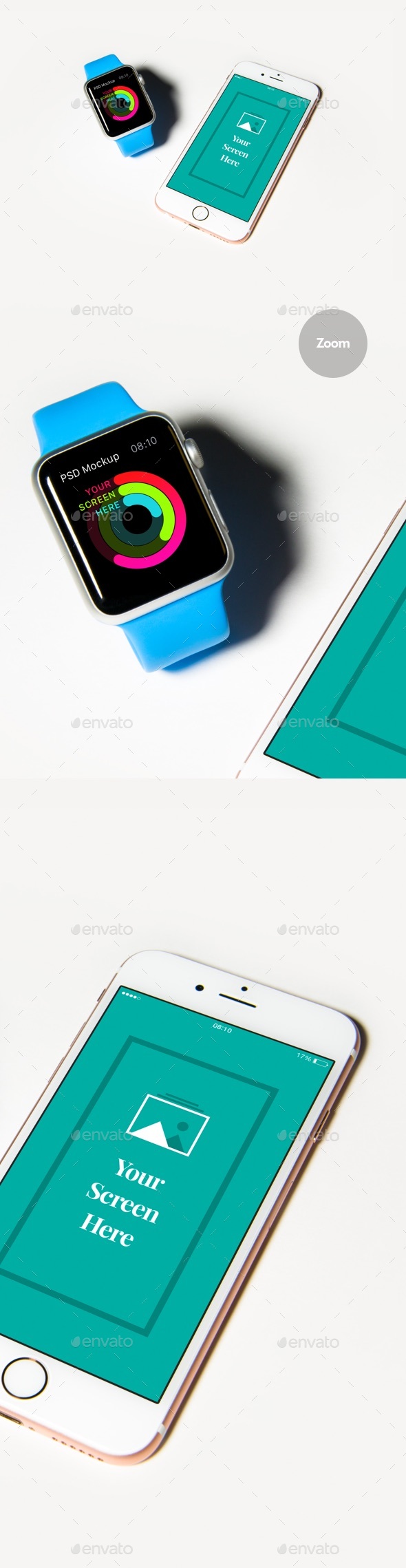 Phone & Watch Mockup - Mobile Displays