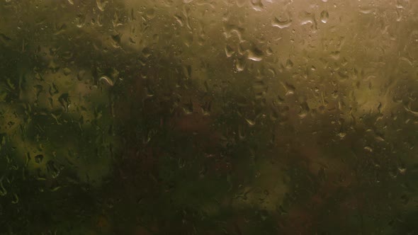 Rain drop on window afternoon. Condominium or apartment living room window garden on rainy season.