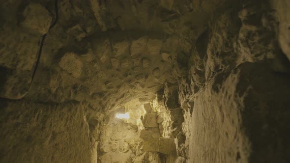 The western wall tunnels underneath the old city of Jerusalem in Israel alt