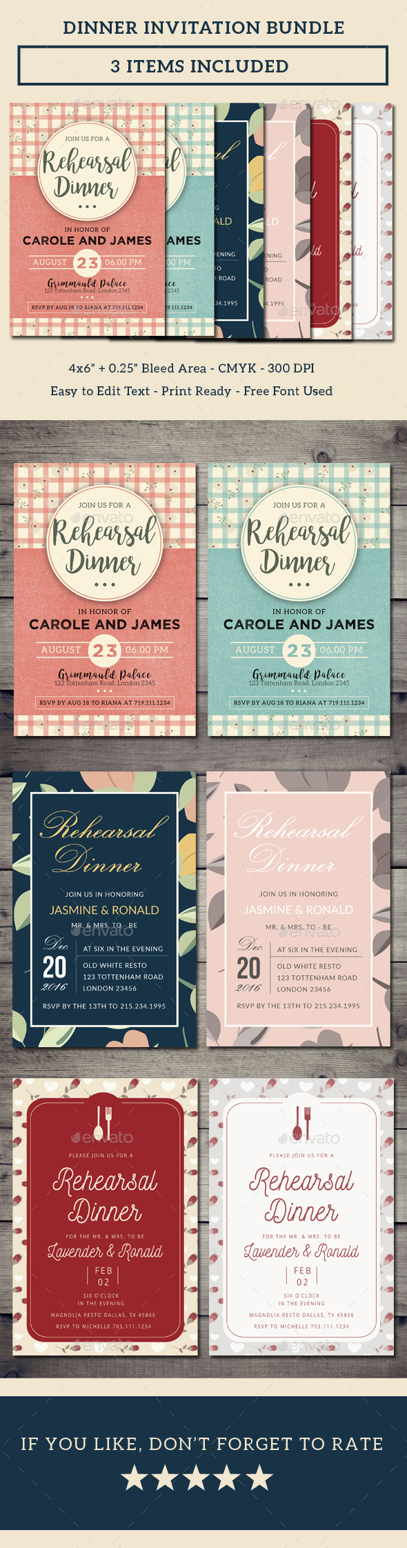 Dinner Invitation Bundle - Invitations Cards & Invites