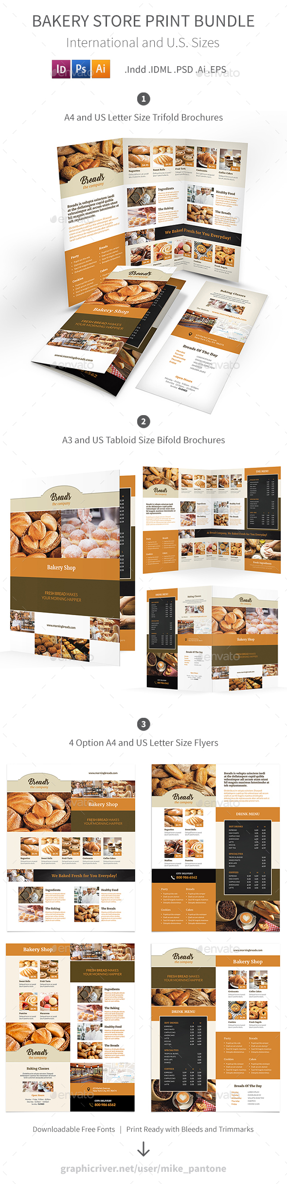 Bakery Store Print Bundle 2 - Informational Brochures