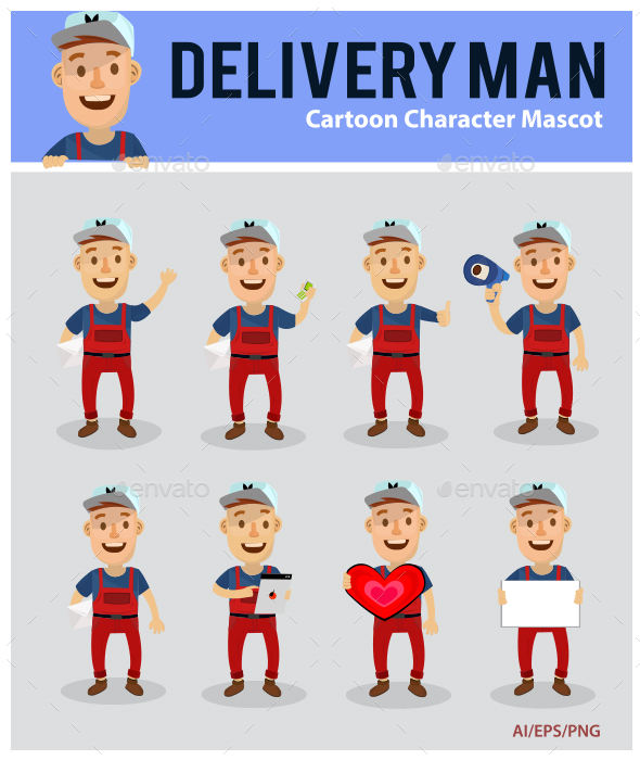 Deliveryman Cartoon Mascot - People Characters