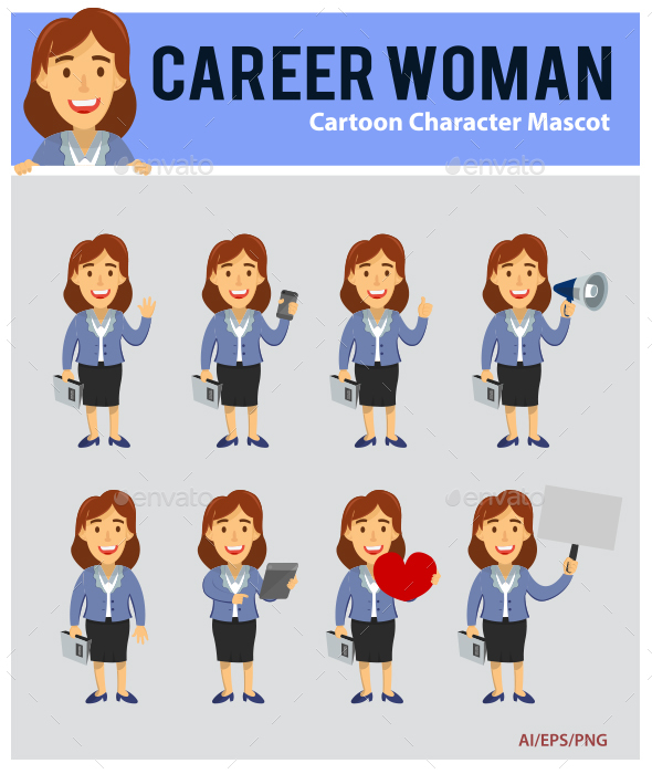 Career Woman Cartoon Mascot - People Characters