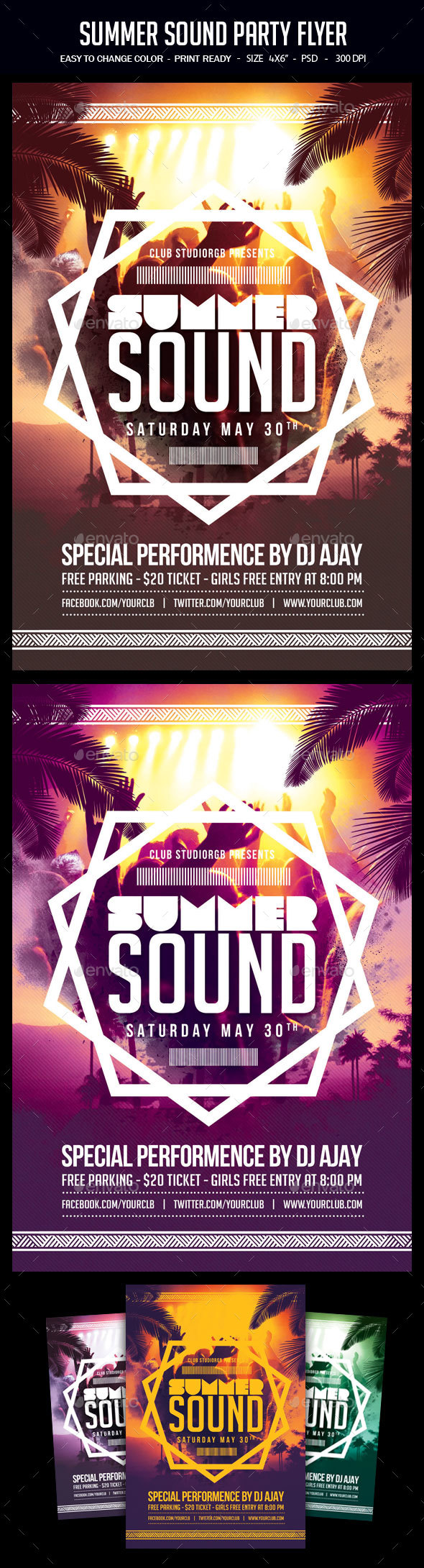 Summer Sound Party Flyer - Clubs & Parties Events