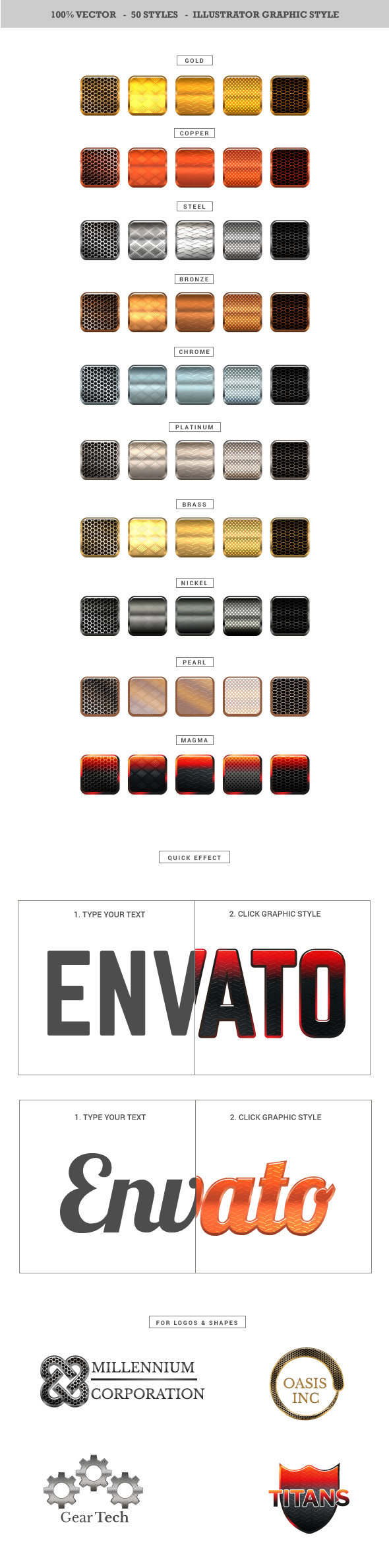 50 Metal Graphic Styles - Illustrator Add-ons