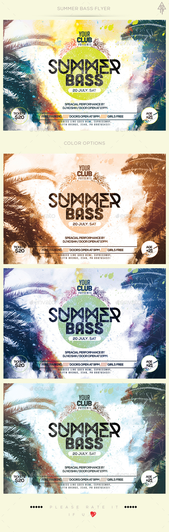 Summer Bass Flyer - Clubs & Parties Events