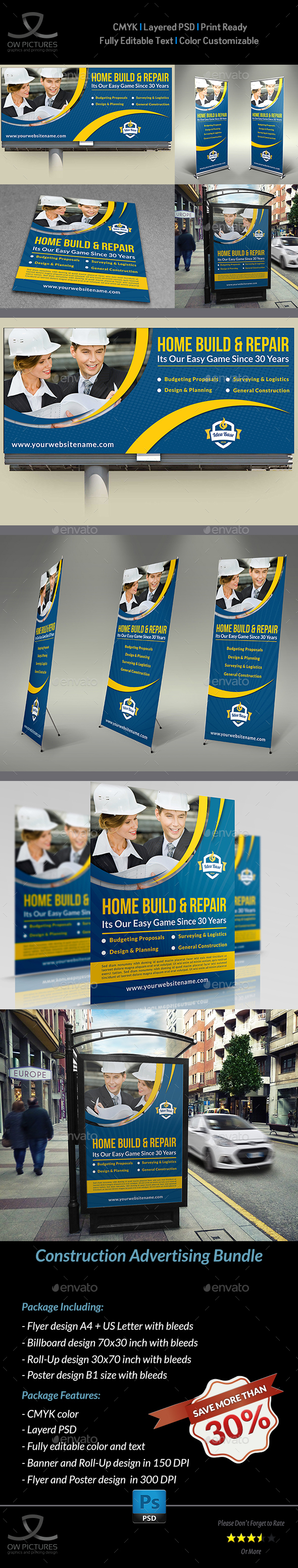 Construction Advertising Bundle Vol.2 - Signage Print Templates