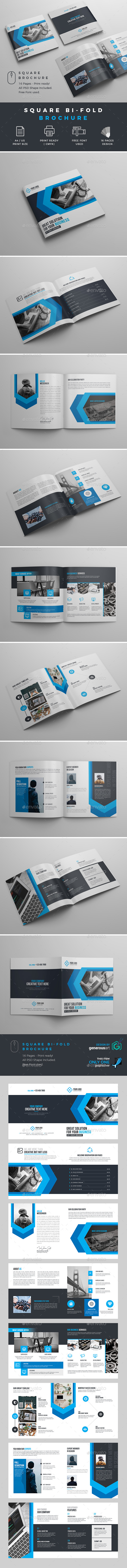 Square Bi-Fold Brochure Template - Corporate Brochures