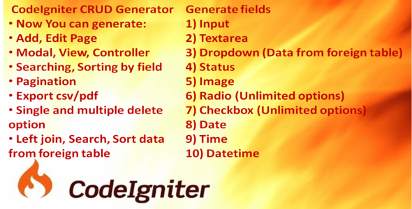CodeIgniter CRUD Generator - CodeCanyon 19413450