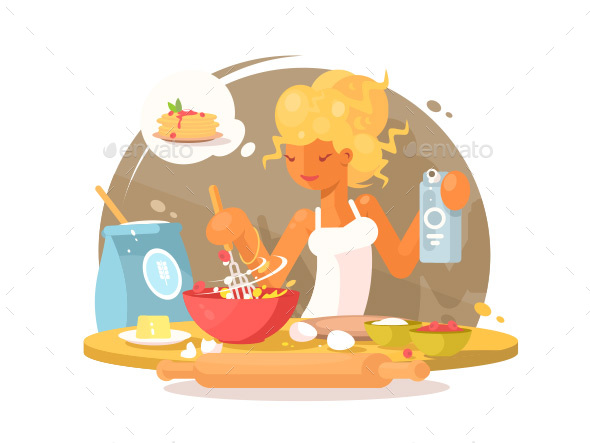 Young Blonde Woman Prepares Meal - People Characters