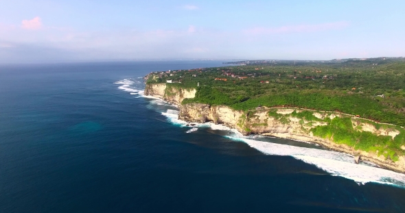 Aerial Flight with Camera Looking Straight Down Over the Coast Line. Uluwatu, Bali