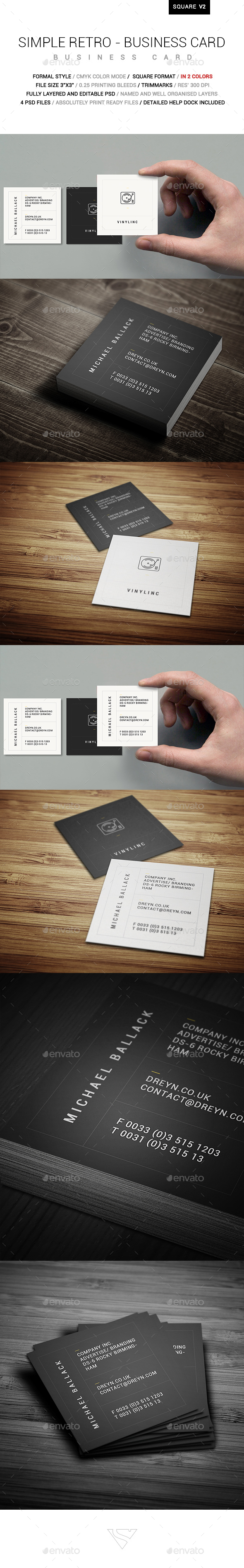Simple Retro Square Business Card - Corporate Business Cards