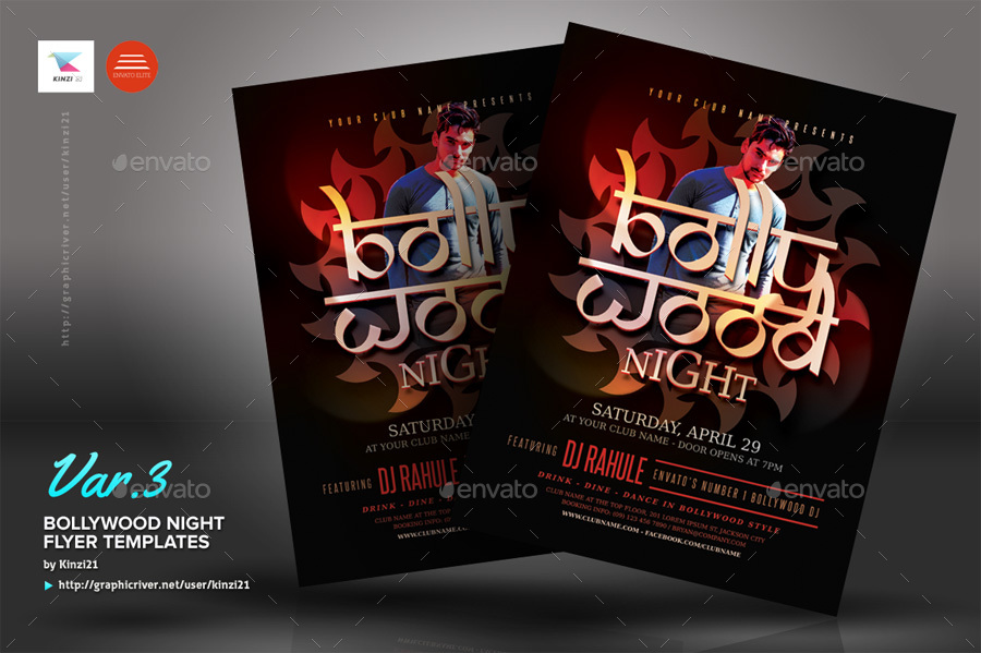 Bollywood Night Flyer Templates by kinzi21  GraphicRiver