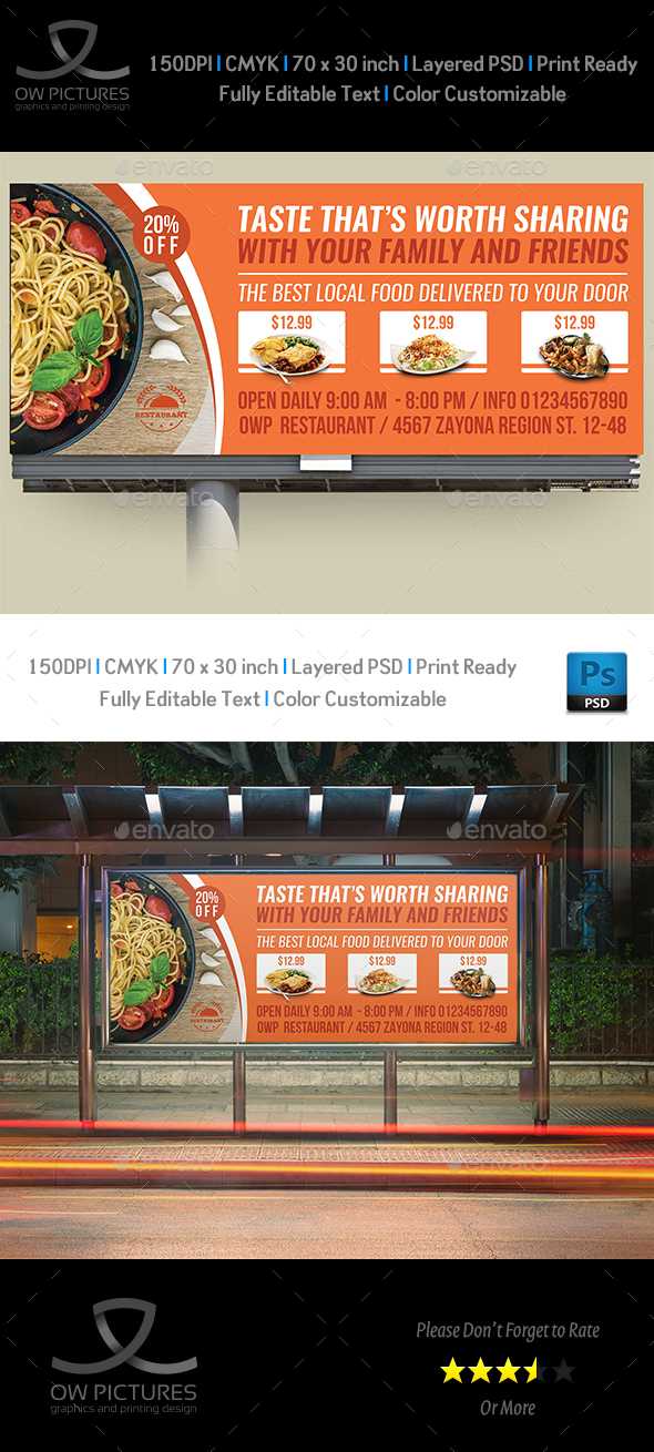 Restaurant Billboard Template Vol.9