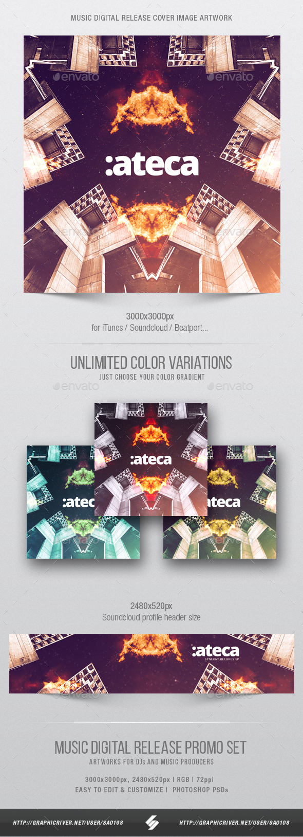 Ateca - Electronic Music Cover Image Artwork Template - Miscellaneous Social Media