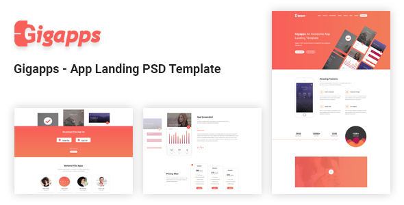 Gigapps - App Landing PSD Template - Software Technology