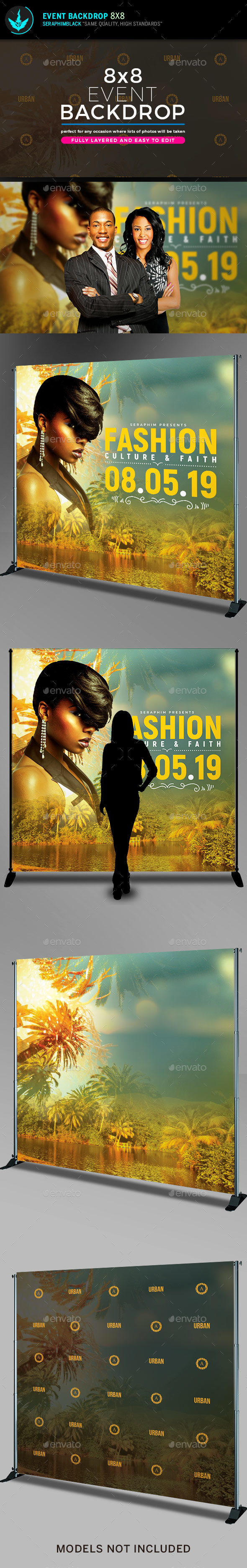 Tropical 8x8 Event Backdrop Template - Signage Print Templates