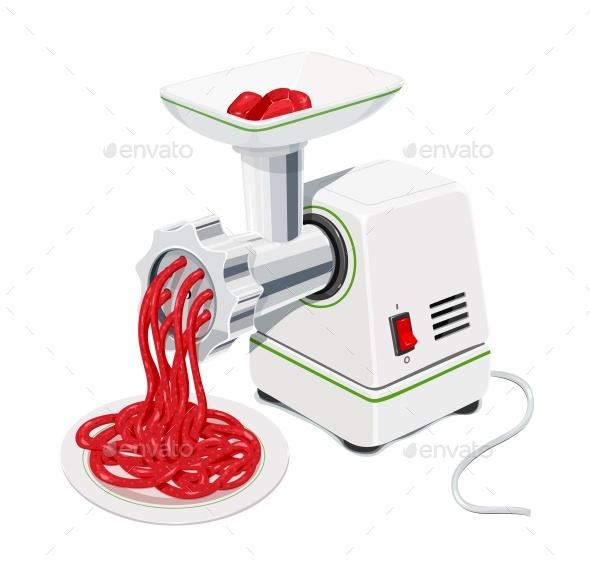 Electric Meat Grinder with Mincemeat - Food Objects