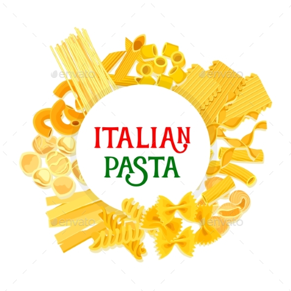 Italian Pasta and Spaghetti Vector Poster - Food Objects