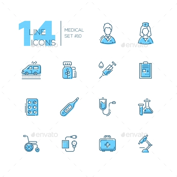 Medical Equipment - Line Icons Set - Web Elements Vectors