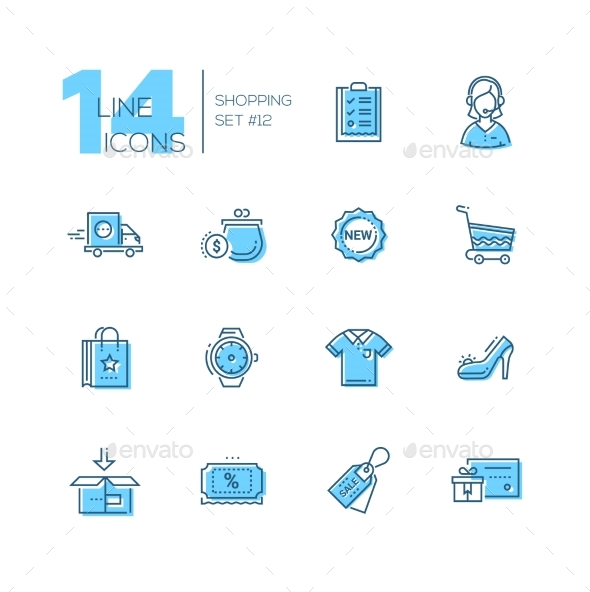 Shopping - Line Icons Set - Web Elements Vectors