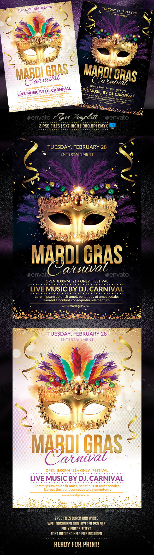 Mardi Gras Flyer Template - Flyers Print Templates