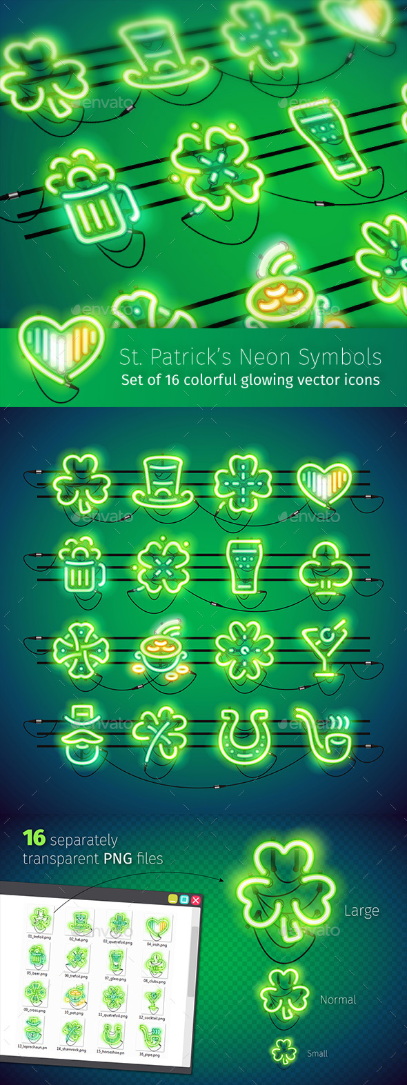 St. Patrick's Neon Icons - Miscellaneous Icons