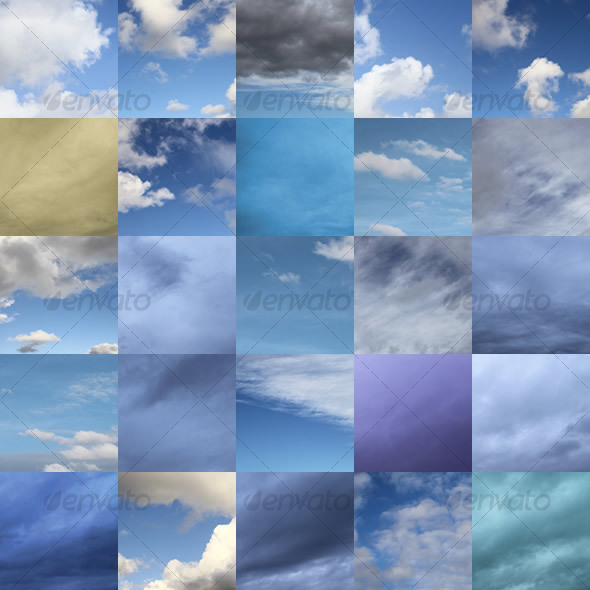 Set of 25 Clouds - Nature Backgrounds