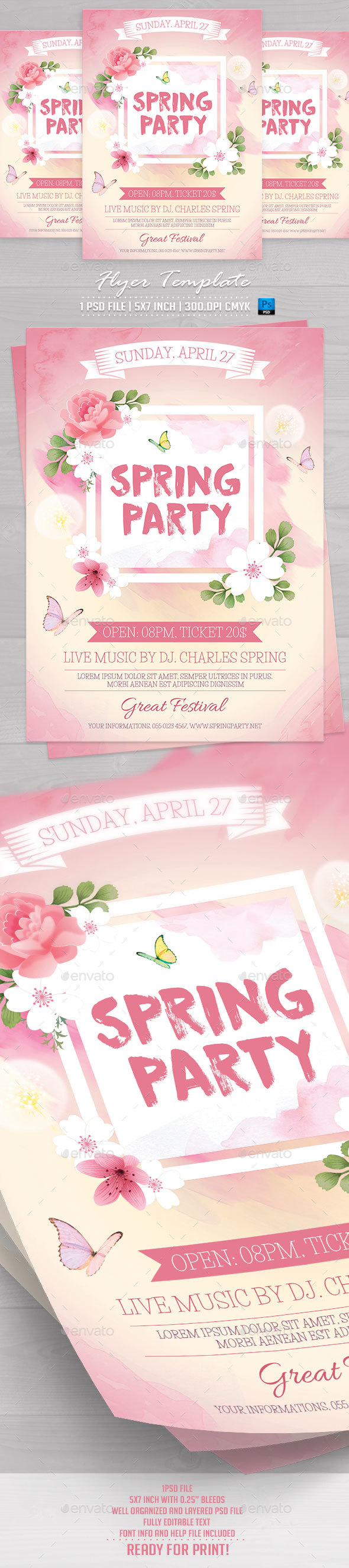 Spring Party Flyer Template v3 - Flyers Print Templates