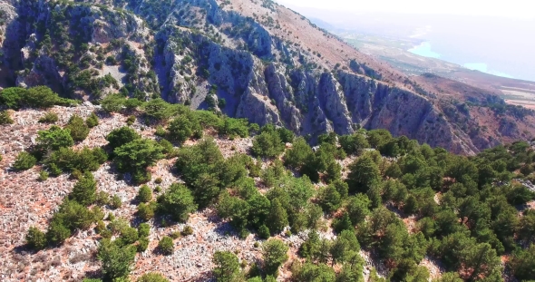 Flying Above Gorge in Mountains