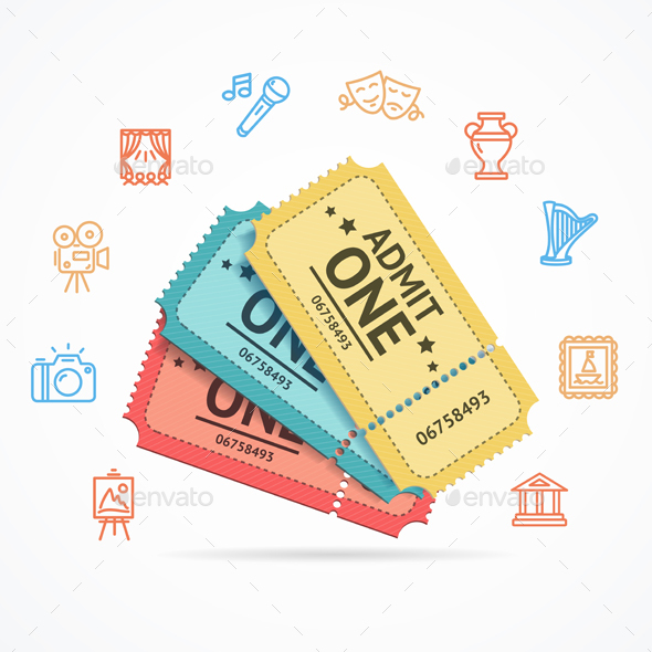 Museum and Theater Tickets Set - Man-made Objects Objects