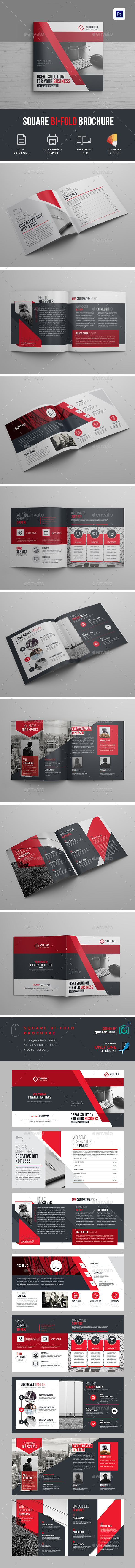 Creative Square Bi-Fold Brochure Template - Brochures Print Templates