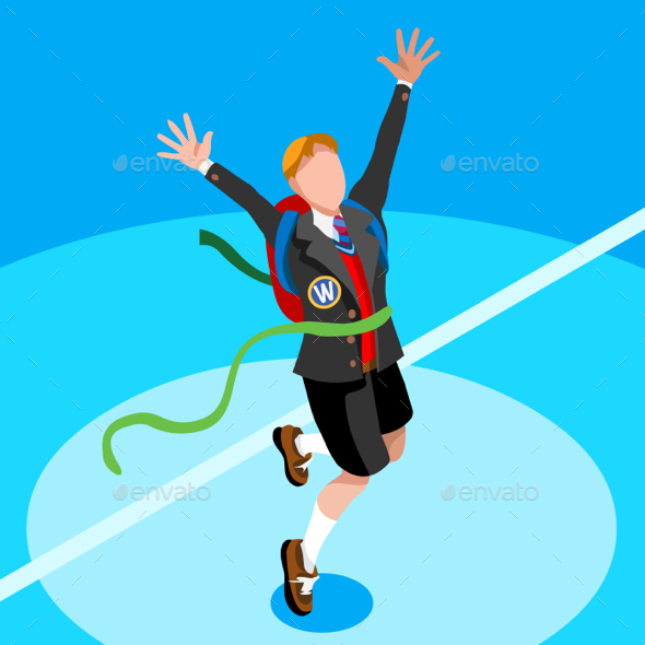 Student Isometric Person Vector Illustration - People Characters