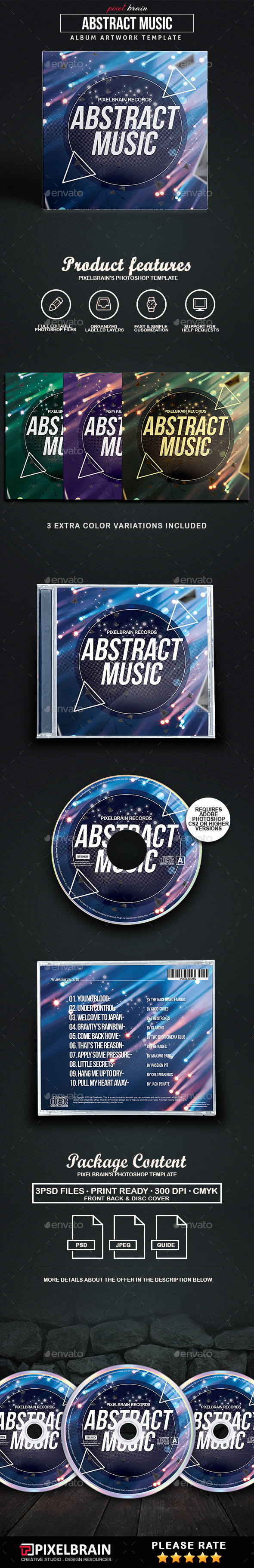 Abstract Music CD Cover Artwork - CD & DVD Artwork Print Templates