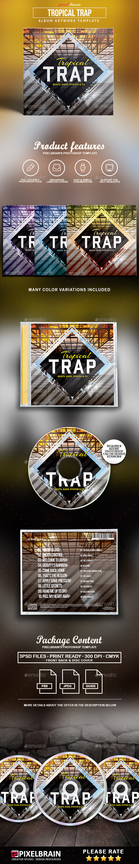 Tropical Trap CD Cover Artwork - CD & DVD Artwork Print Templates