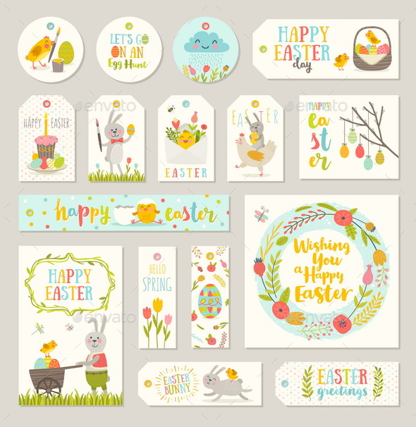 Set of Easter Gift Tags and Labels - Miscellaneous Seasons/Holidays