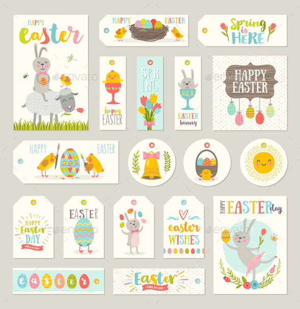 Set of Easter Gift Tags and Labels - Miscellaneous Seasons/Holidays
