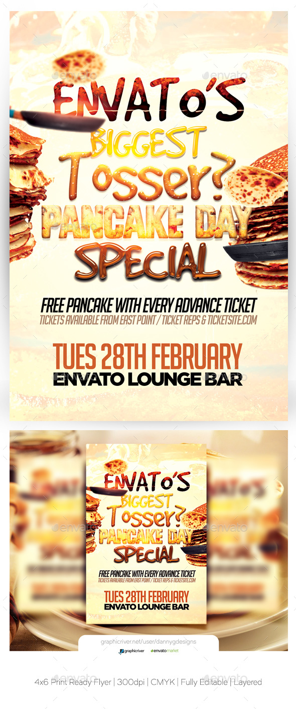 Envato's Biggest Tosser Pancake Day Special - Clubs & Parties Events