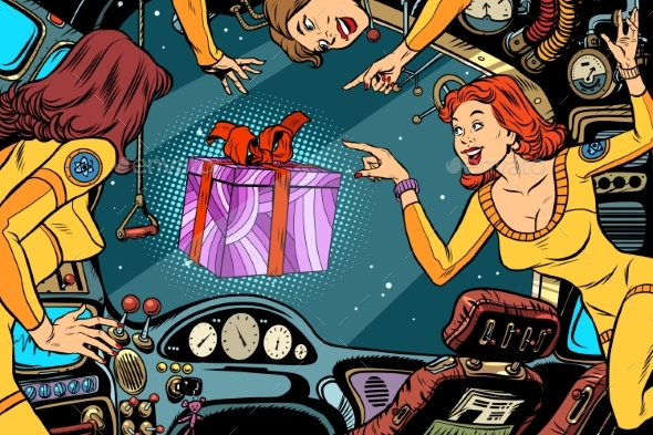 Women Astronauts in the Cabin of a Spaceship - Miscellaneous Seasons/Holidays