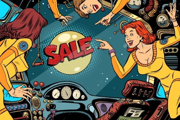 Sale and Women Astronauts in the Cabin - Concepts Business
