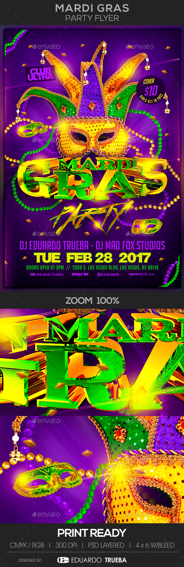 Mardi Gras Party Flyer - Events Flyers