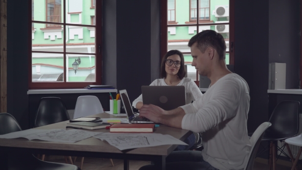 Tired Workers at the Working Place. alt