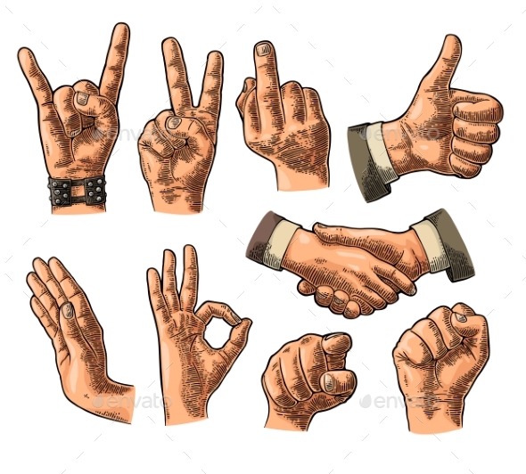 Male and Female Hand Sign - People Characters