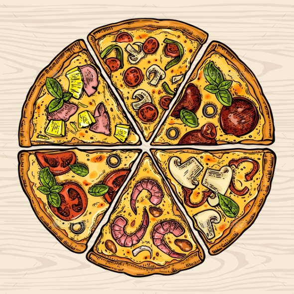 Square Poster with Monochrome and Colorful Slice - Food Objects