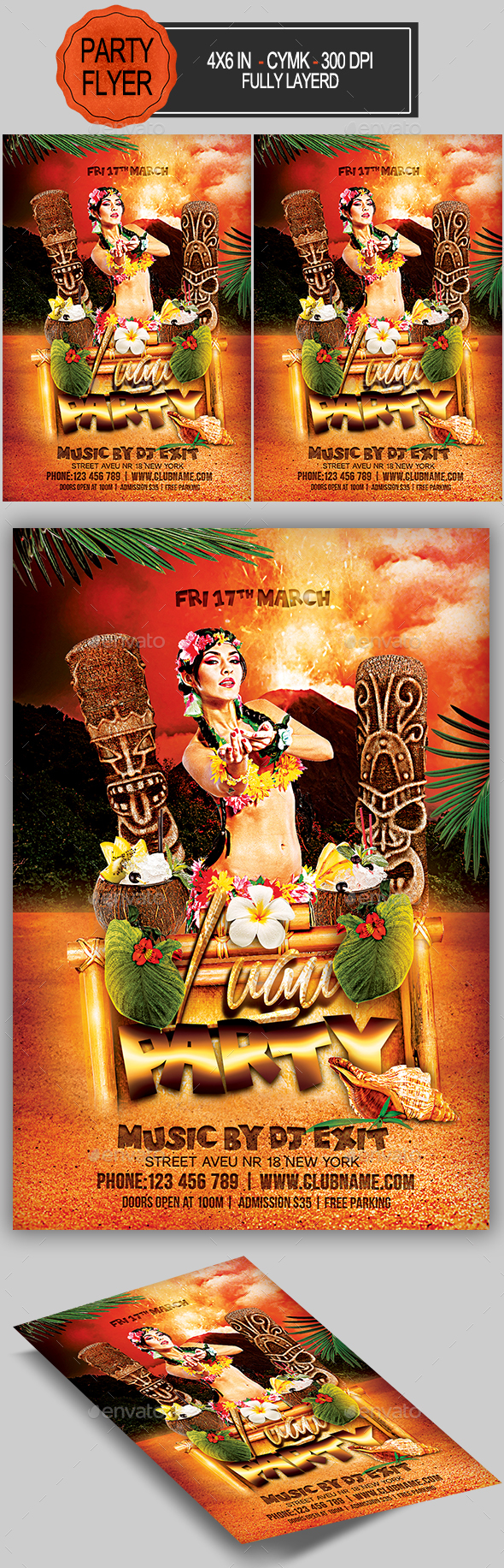 Luau Party Flyer - Clubs & Parties Events