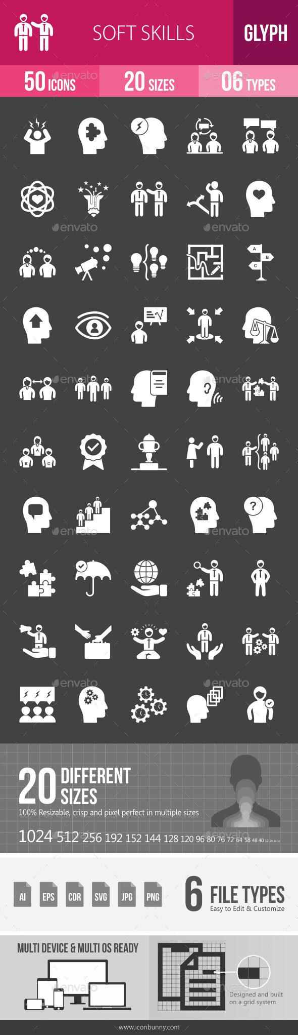 Soft Skills Glyph Inverted Icons - Icons